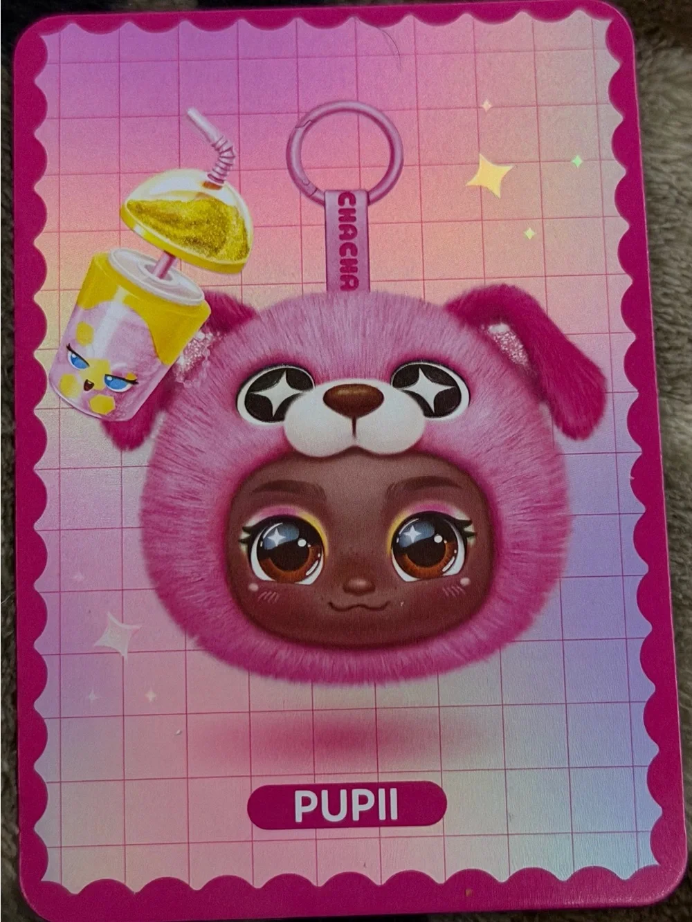 Cha Cha Pupii Pink Puppy Plush Character Keychain